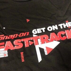 Snap-on Tools Mens Black GET ON THE FAST TRACK Short Sleeved T Shirt Size XL NWT